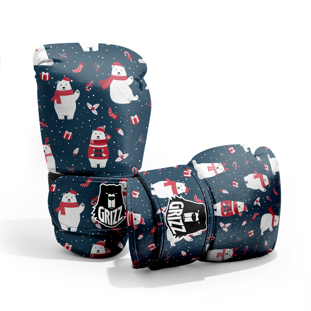 Polar Bear Xmas Print Pattern Pro Boxing Glove