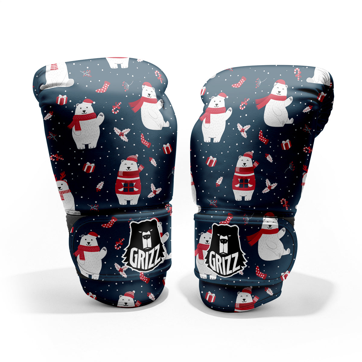 Polar Bear Xmas Print Pattern Pro Boxing Glove