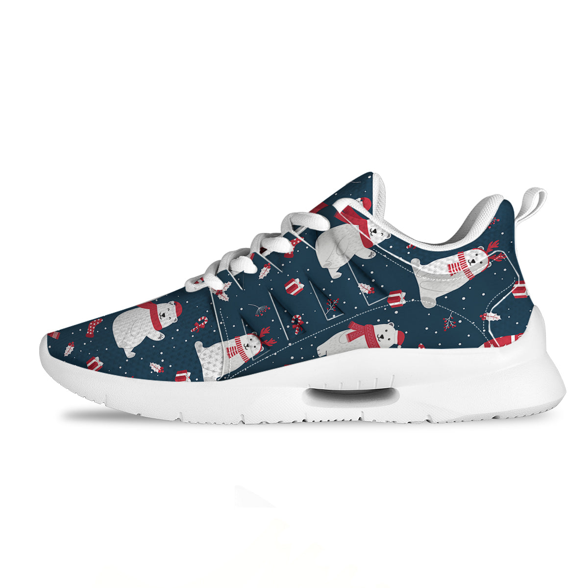 Polar Bear Xmas Print Pattern Tennis Shoes-grizzshop