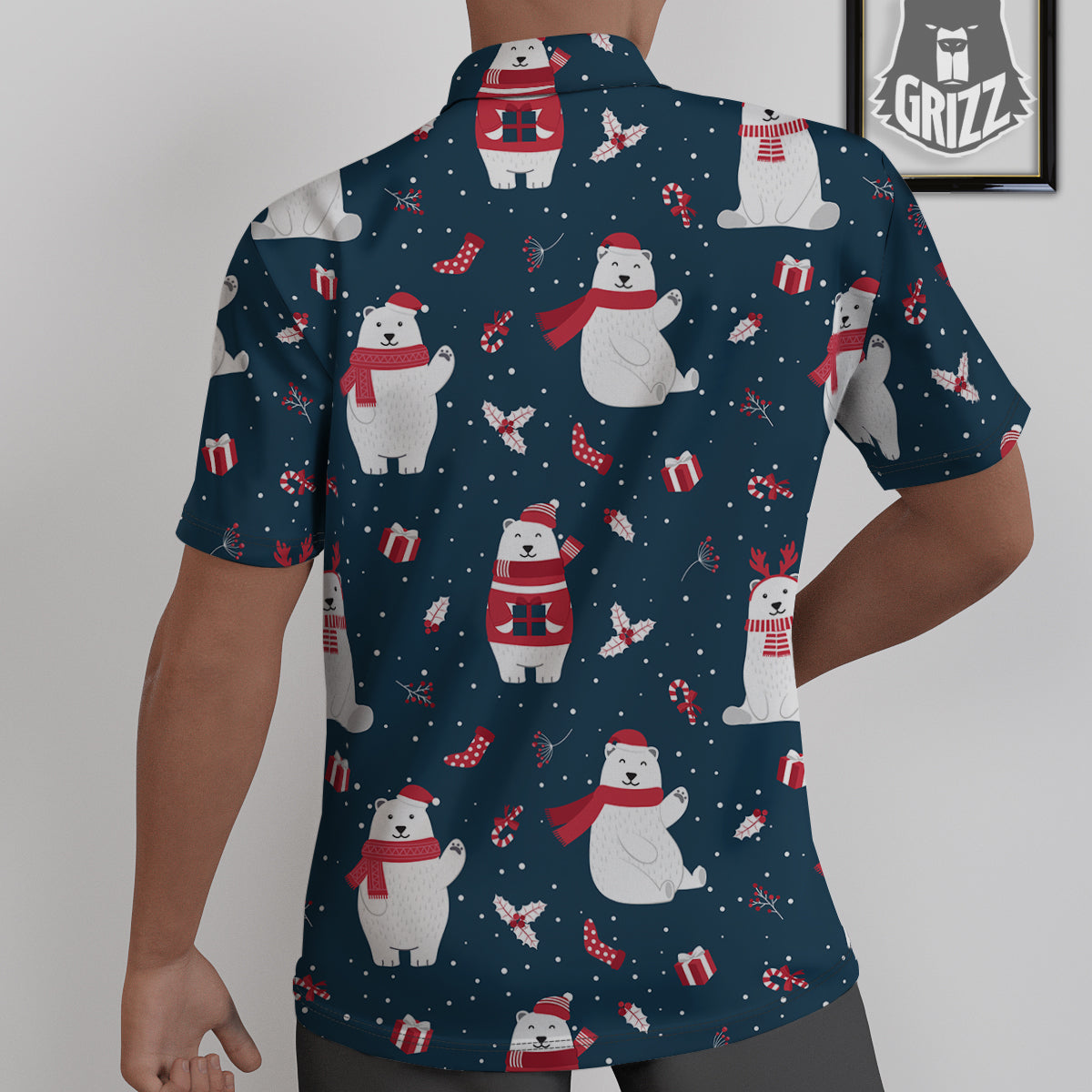 Polar Bear Xmas Print Pattern Untucked Shirts-grizzshop