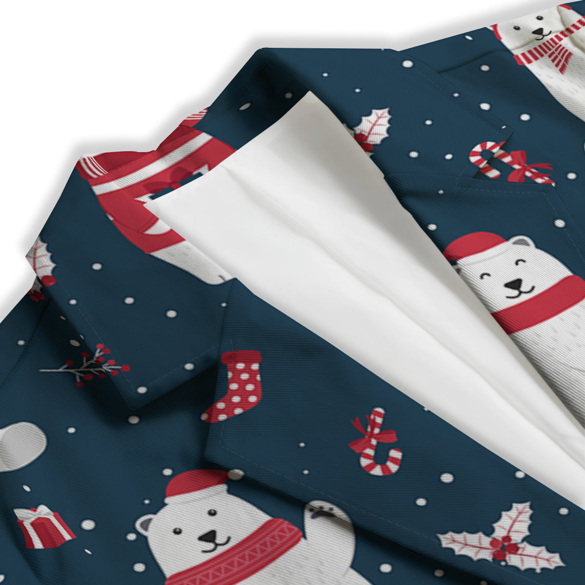 Polar Bear Xmas Print Pattern Women's Blazer-grizzshop