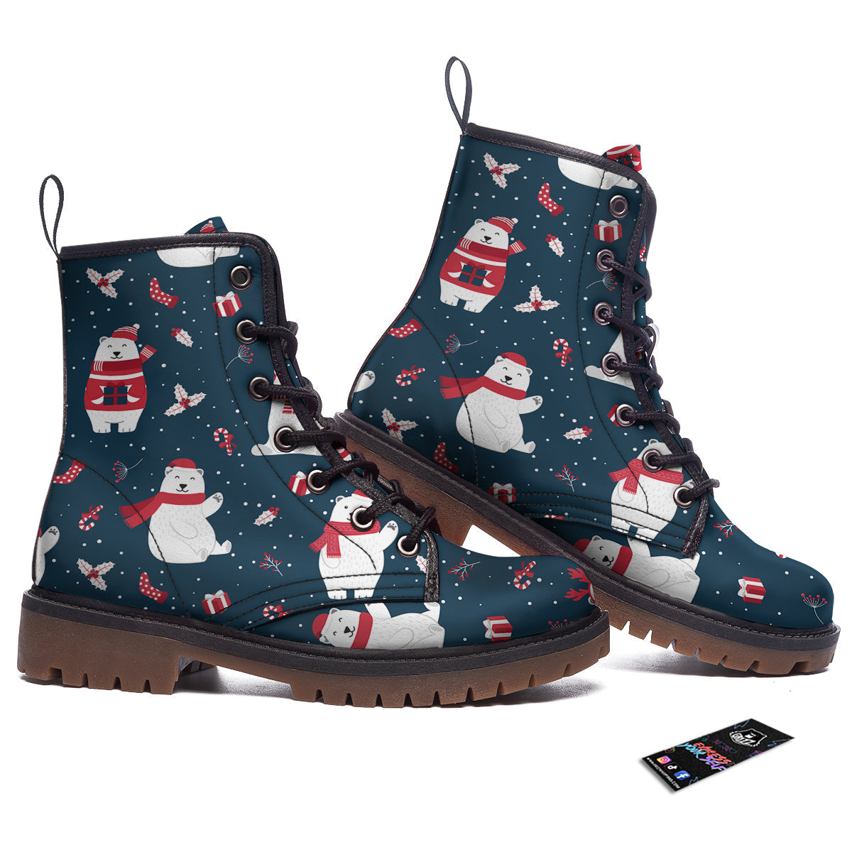 Polar Bear Xmas Print Pattern Work Boots-grizzshop
