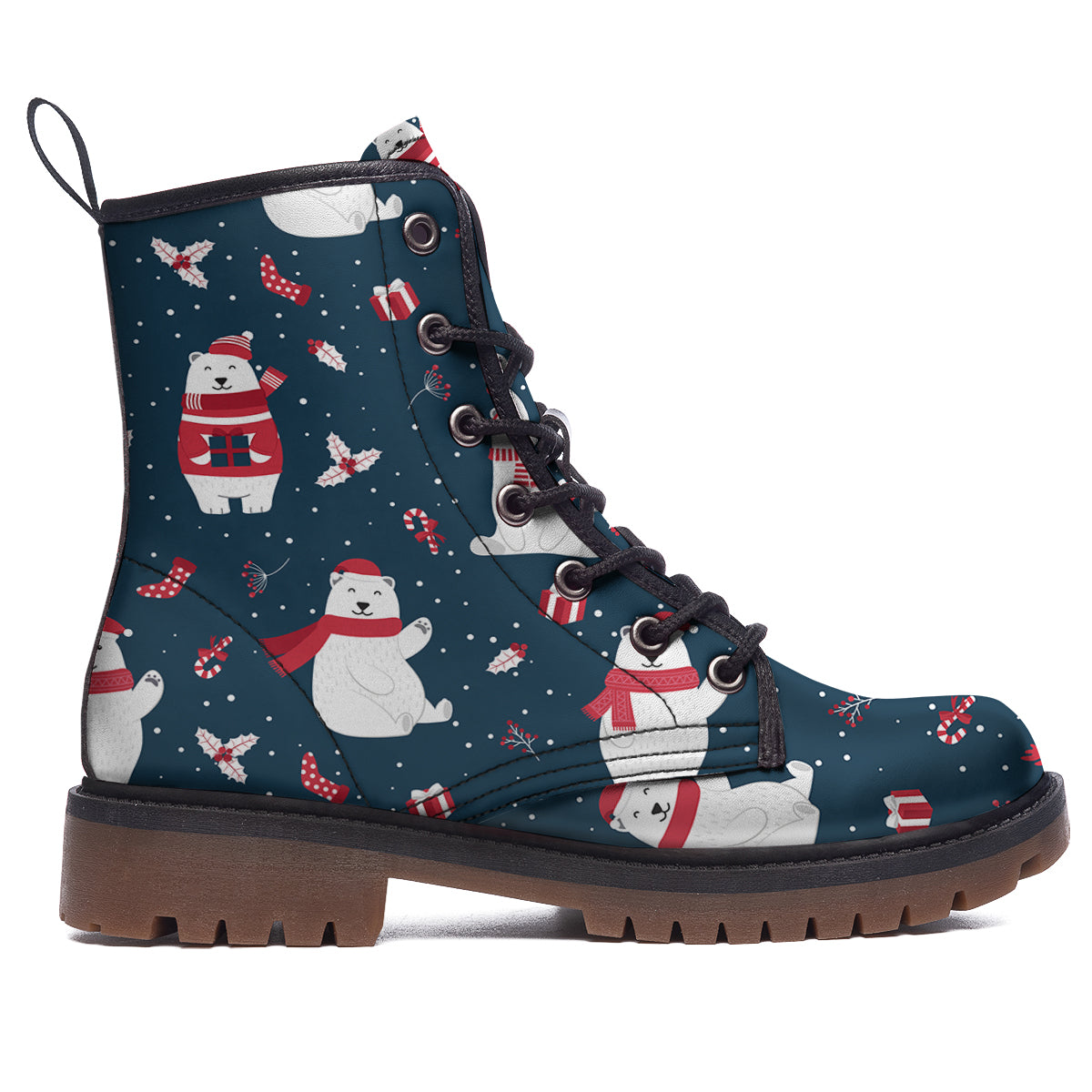 Polar Bear Xmas Print Pattern Work Boots-grizzshop