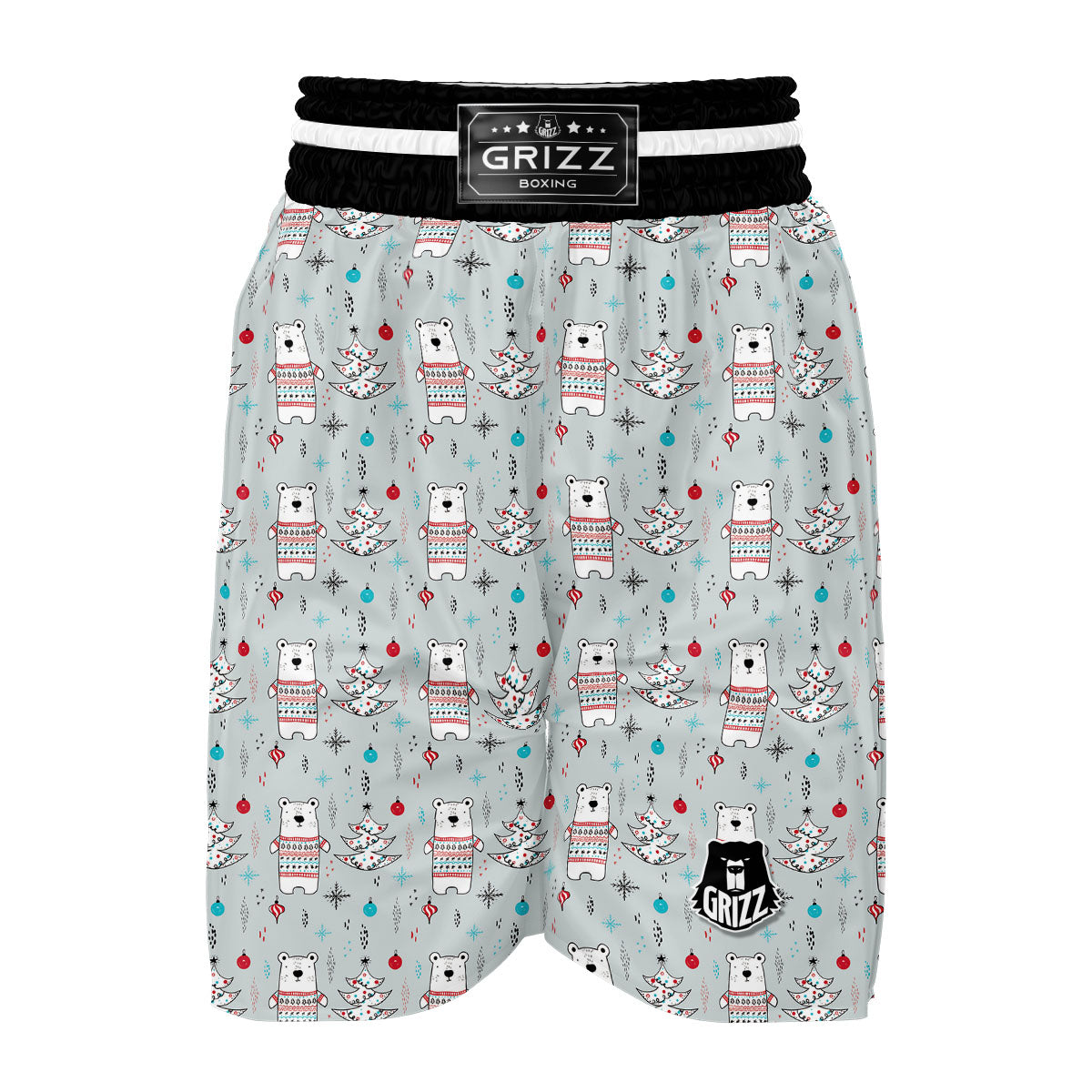 Polar Christmas Doodle Boxing Shorts-grizzshop