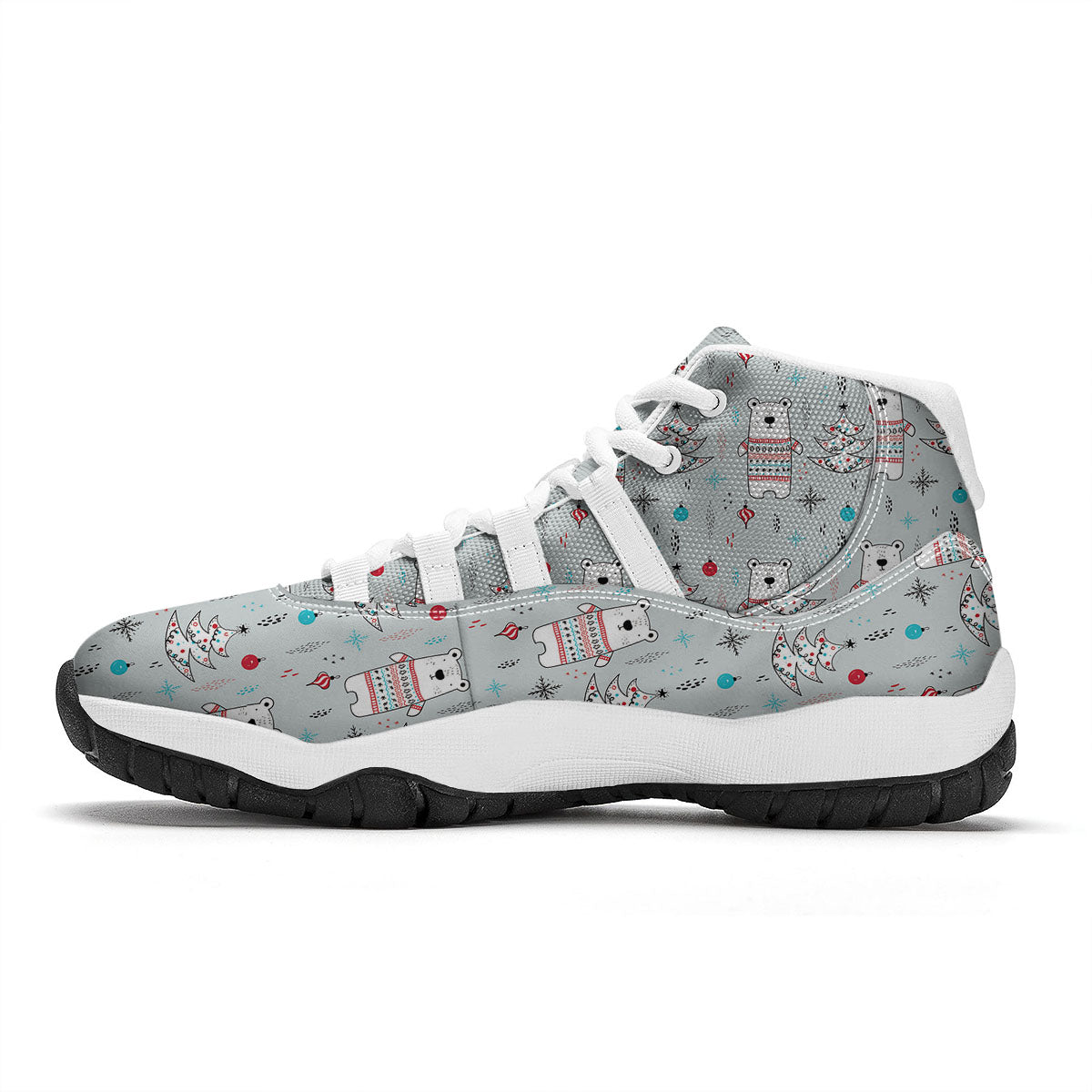 Polar Christmas Doodle White Bball Shoes-grizzshop