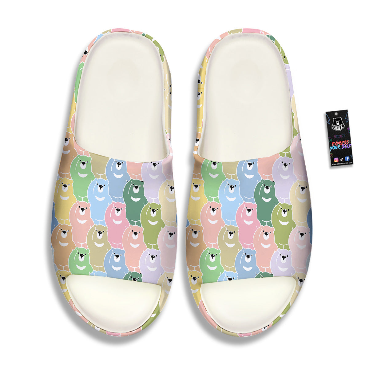 Polar Bear Pastel Print Pattern Sandals-grizzshop