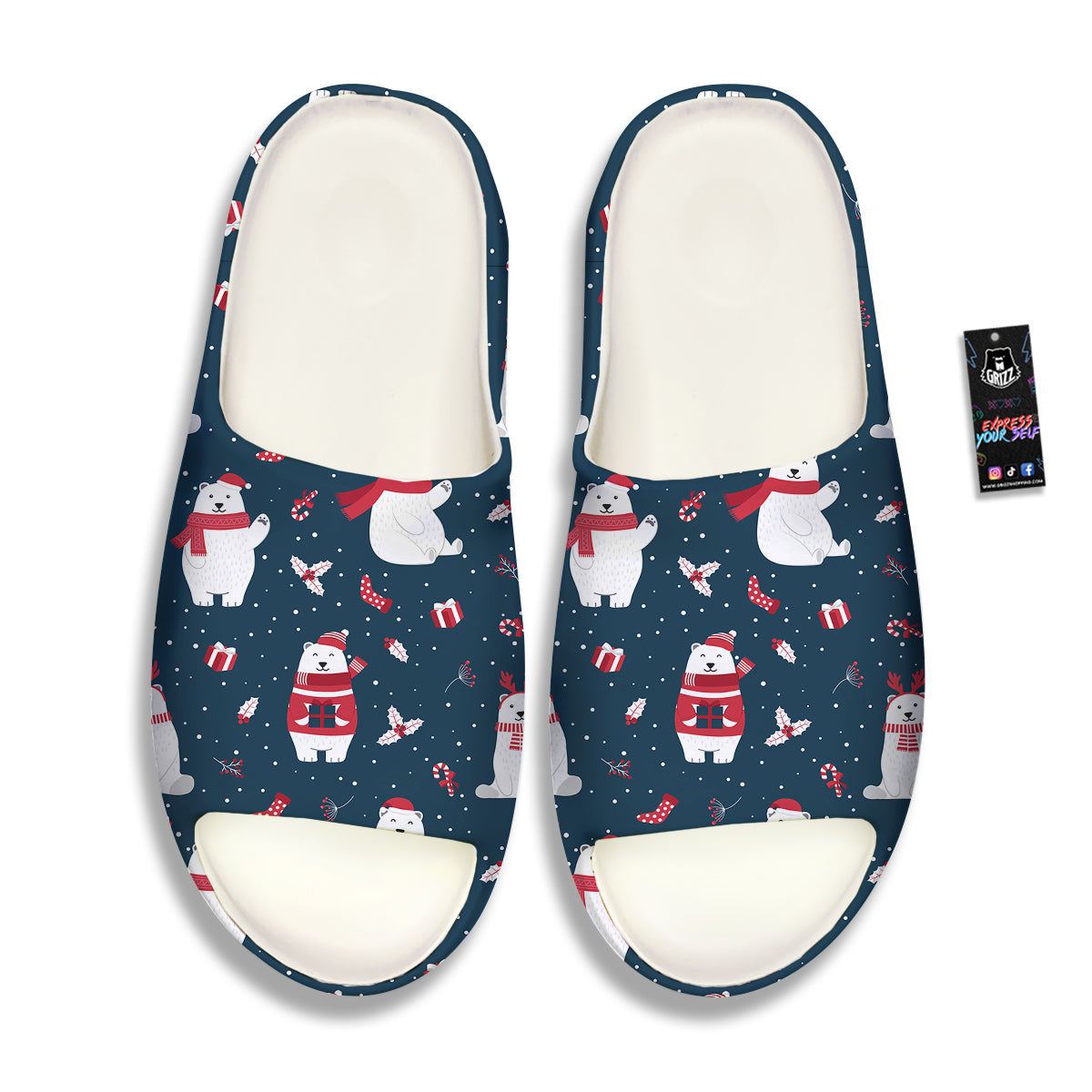 Polar Bear Xmas Print Pattern Sandals-grizzshop