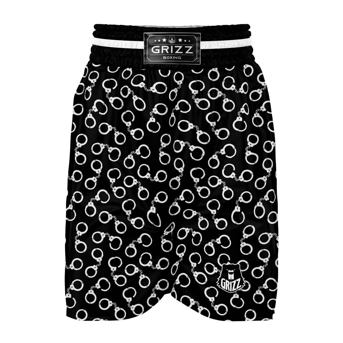 Police Shackle Pattern Print Boxing Shorts-grizzshop