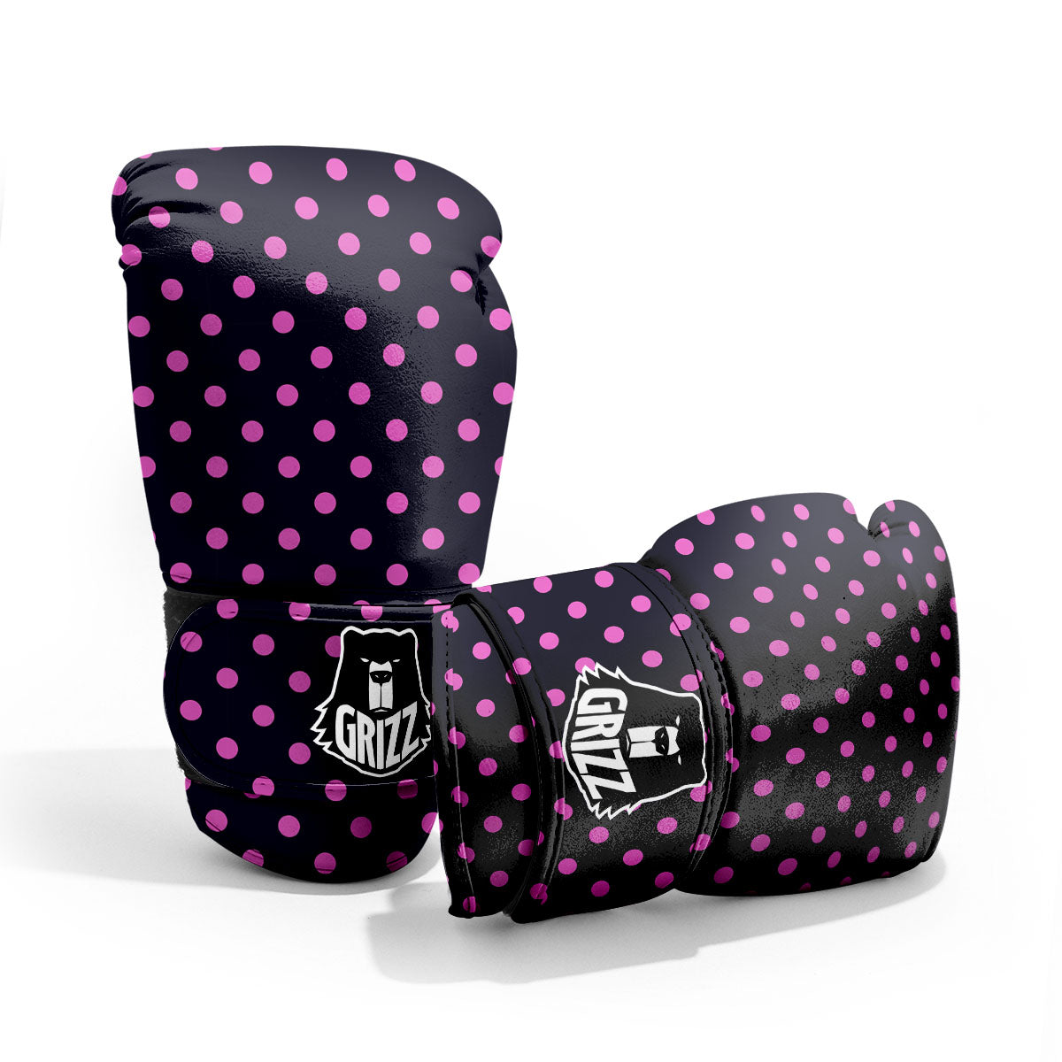 Polka Dot Black And Pink Print Pattern Pro Boxing Glove