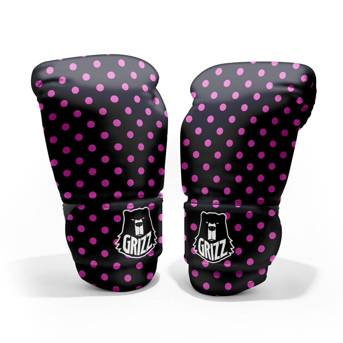 Polka Dot Black And Pink Print Pattern Pro Boxing Glove
