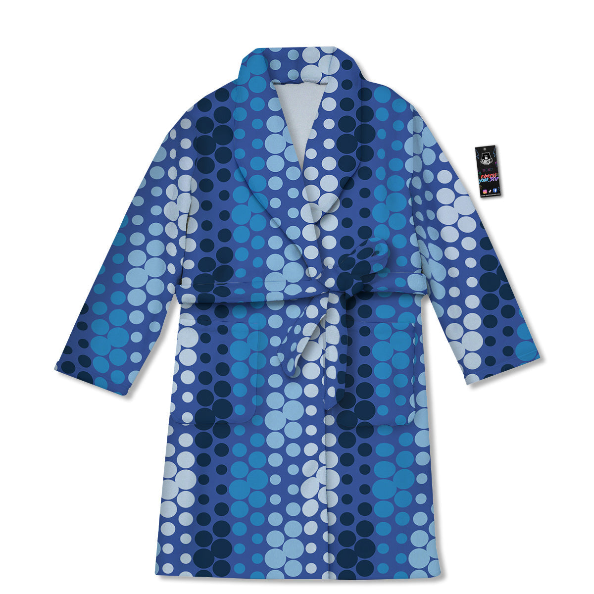 Polka Dot Blue Striped Print Pattern Bathrobe-grizzshop