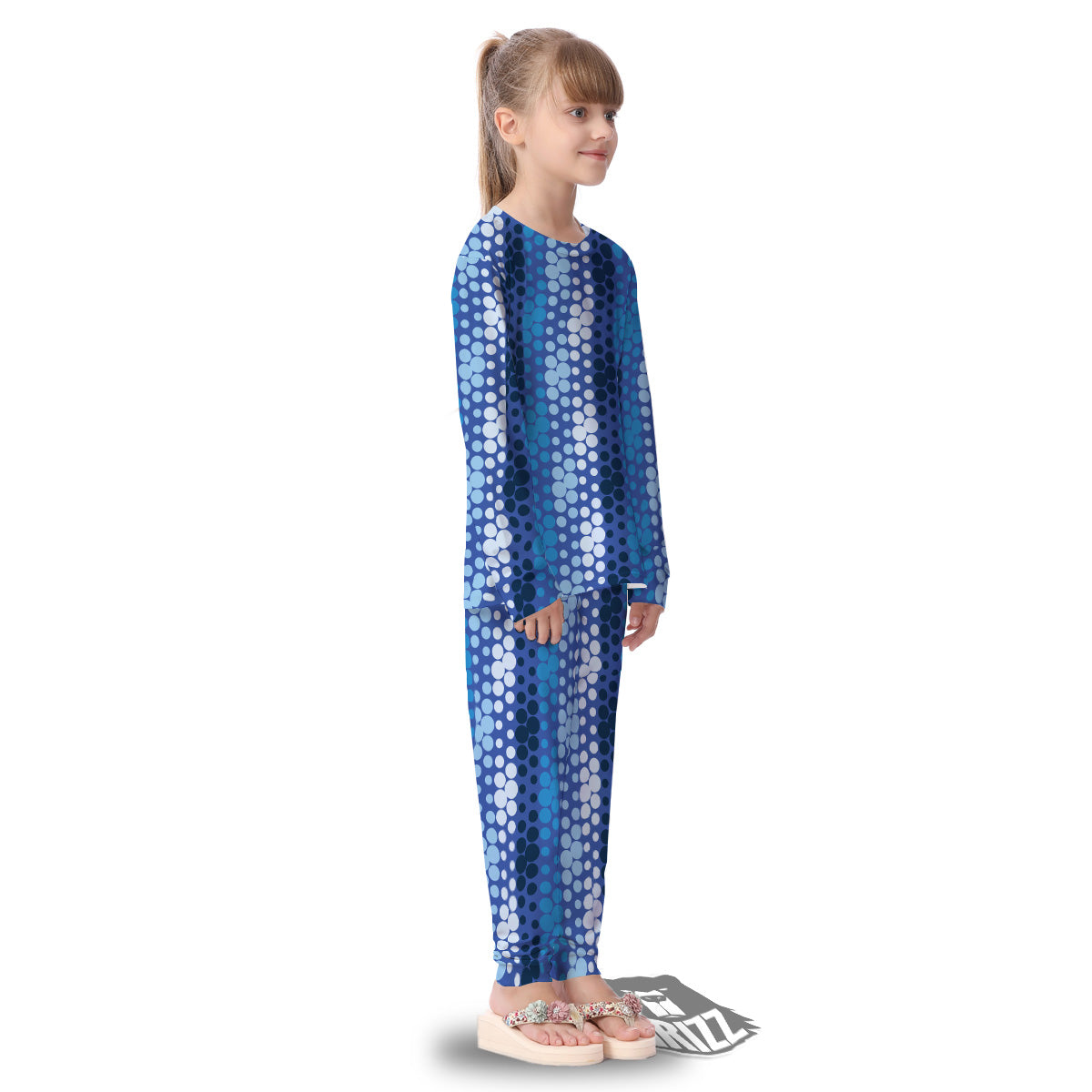 Polka Dot Blue Striped Print Pattern Kid's Pajamas-grizzshop