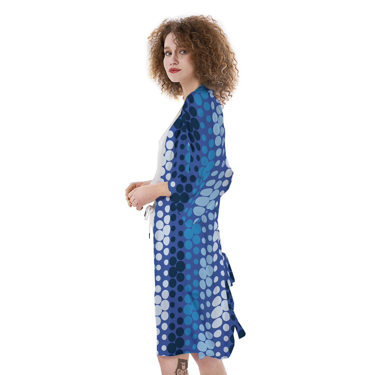 Polka Dot Blue Striped Print Pattern Kimono-grizzshop