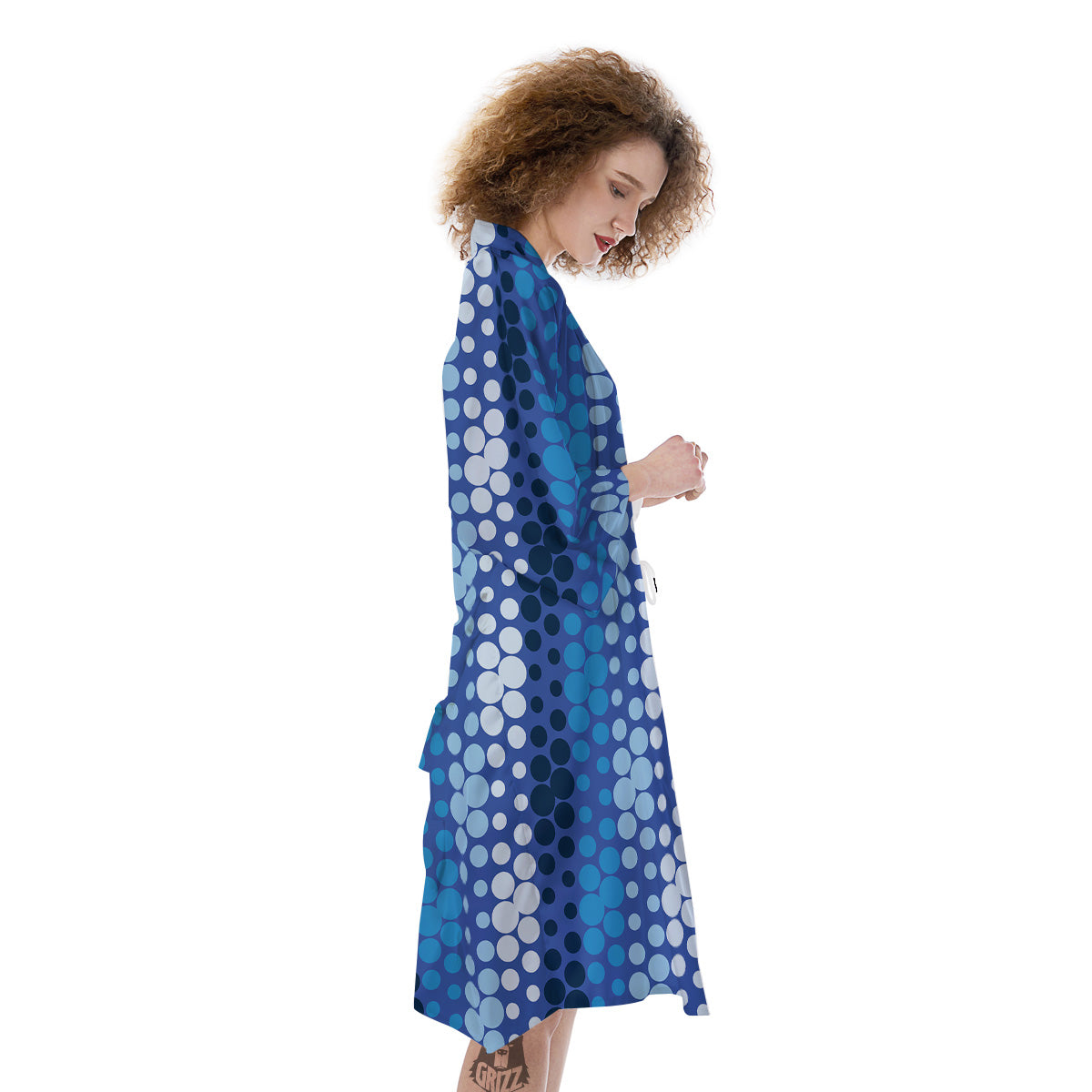 Polka Dot Blue Striped Print Pattern Kimono-grizzshop
