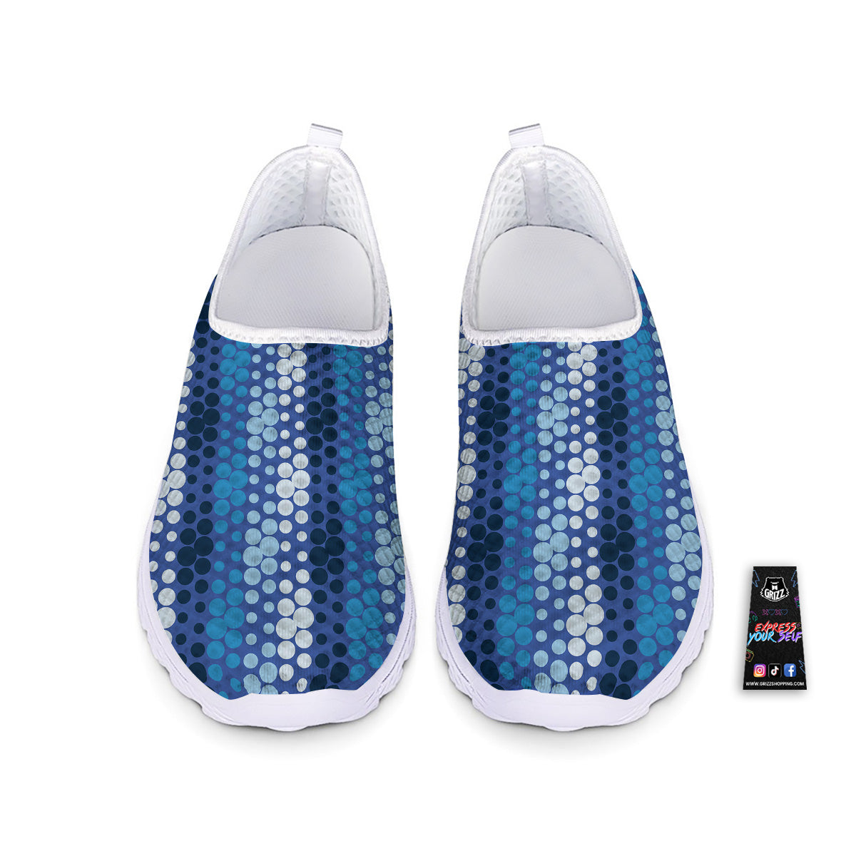 Polka Dot Blue Striped Print Pattern Nurse Shoes-grizzshop