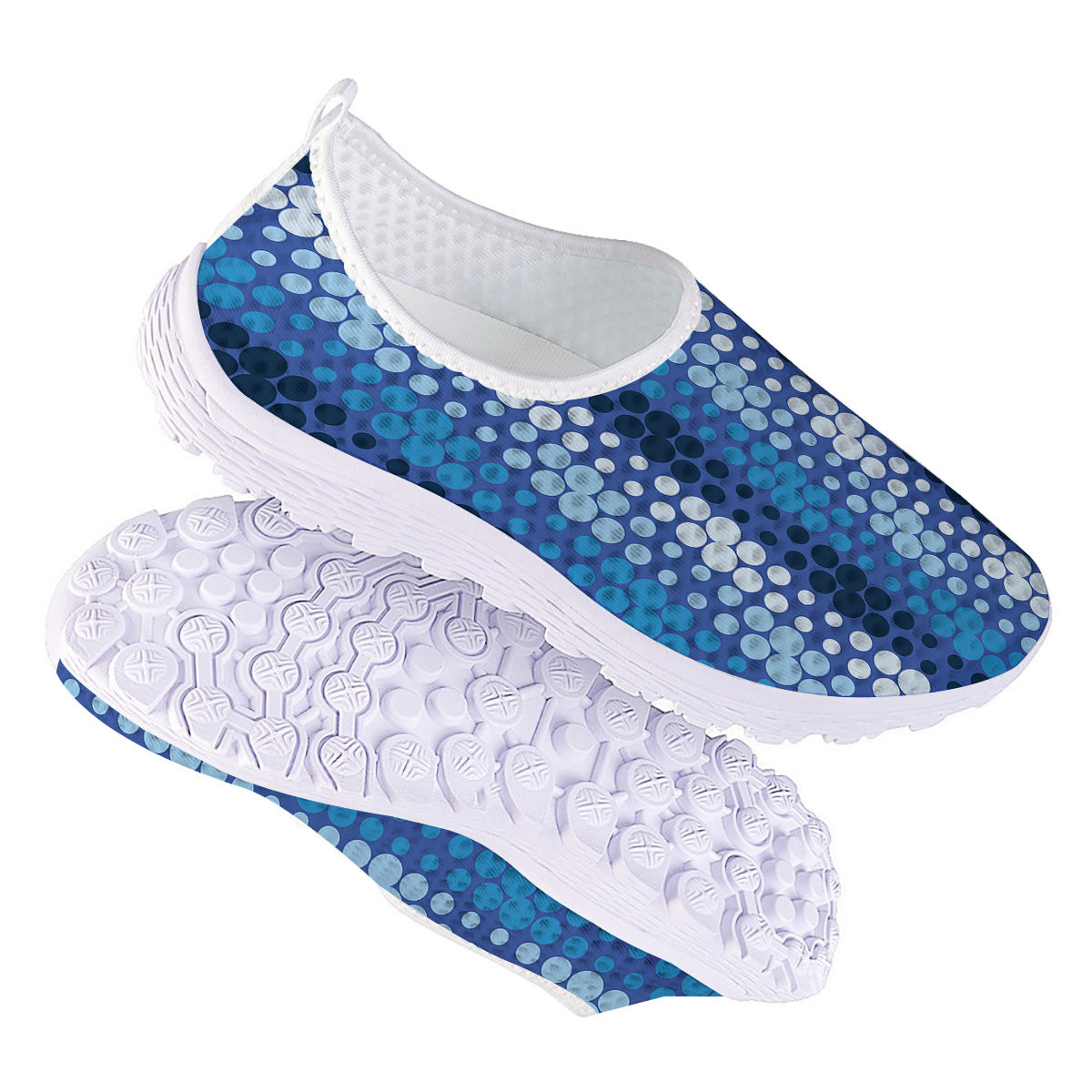 Polka Dot Blue Striped Print Pattern Nurse Shoes-grizzshop