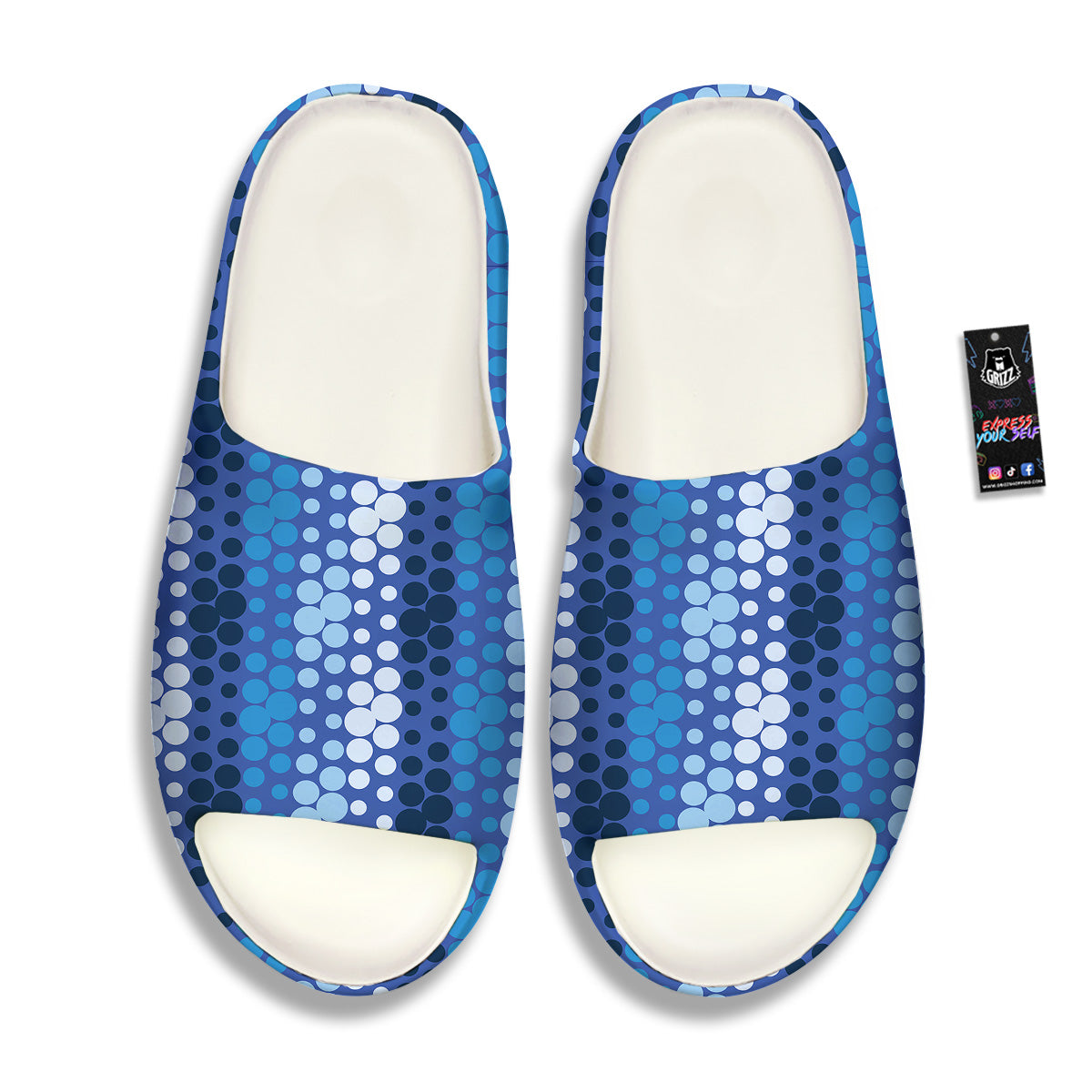 Polka Dot Blue Striped Print Pattern Sandals-grizzshop
