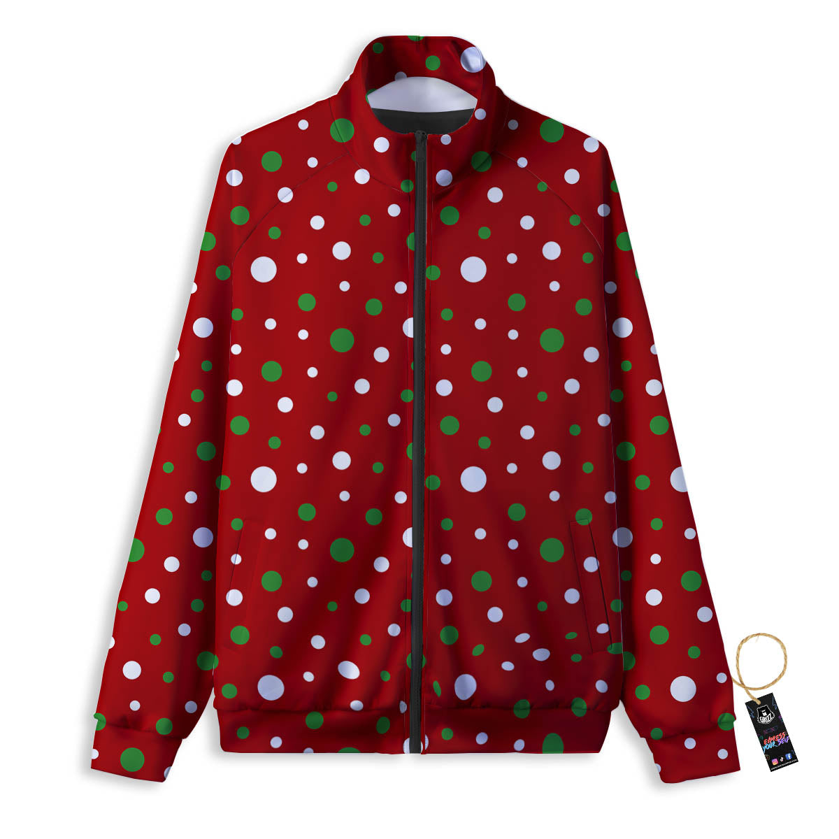 Polka Dot Christmas Style Print Pattern Track Jacket-grizzshop