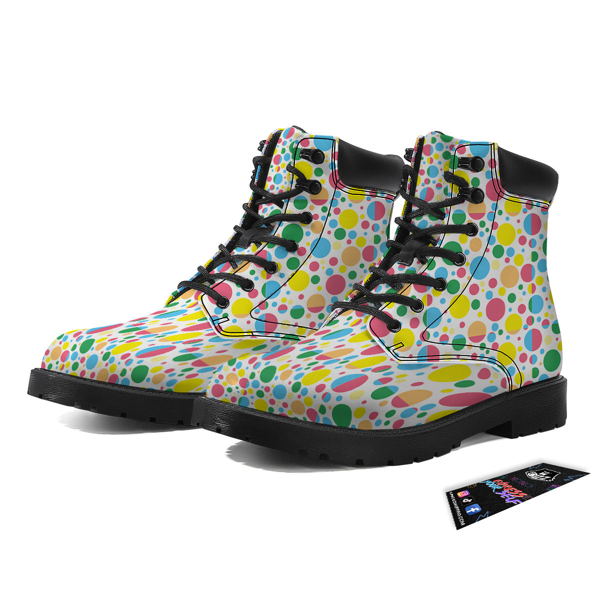 Polka Dot Colorful Print Pattern Boots-grizzshop
