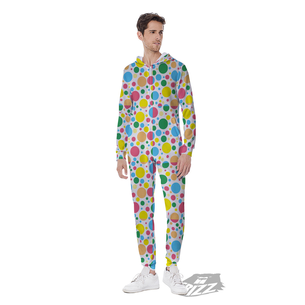 Polka Dot Colorful Print Pattern Men's Jumpsuit-grizzshop