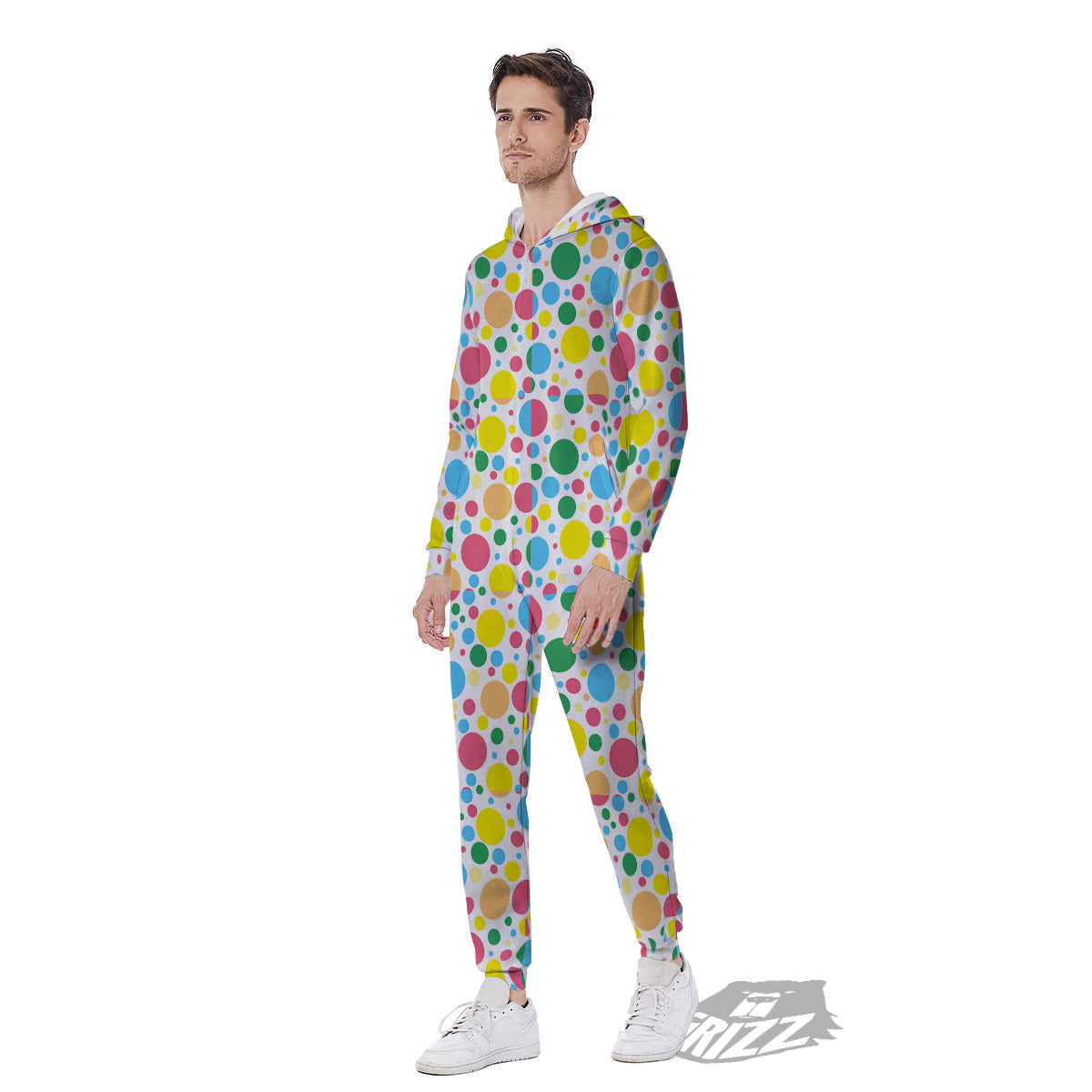 Polka Dot Colorful Print Pattern Men's Jumpsuit-grizzshop