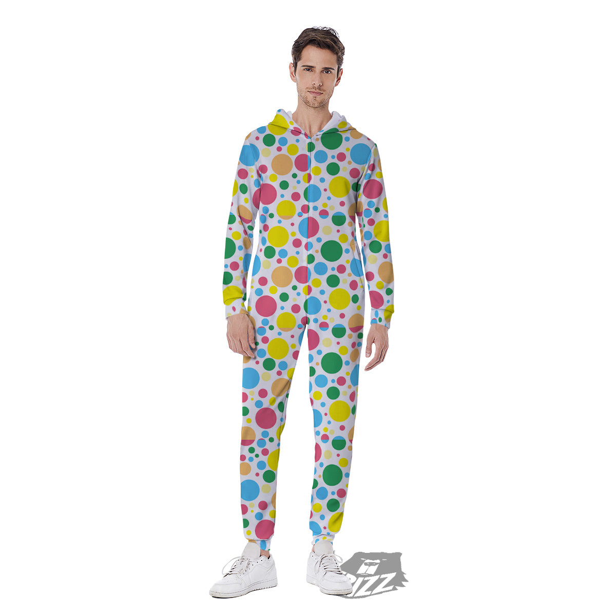 Polka Dot Colorful Print Pattern Men's Jumpsuit-grizzshop