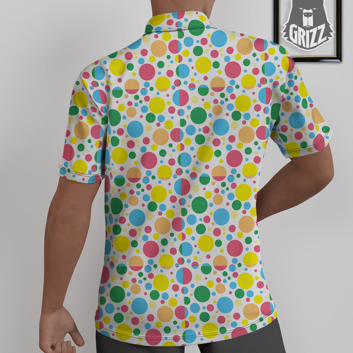 Polka Dot Colorful Print Pattern Untucked Shirts-grizzshop