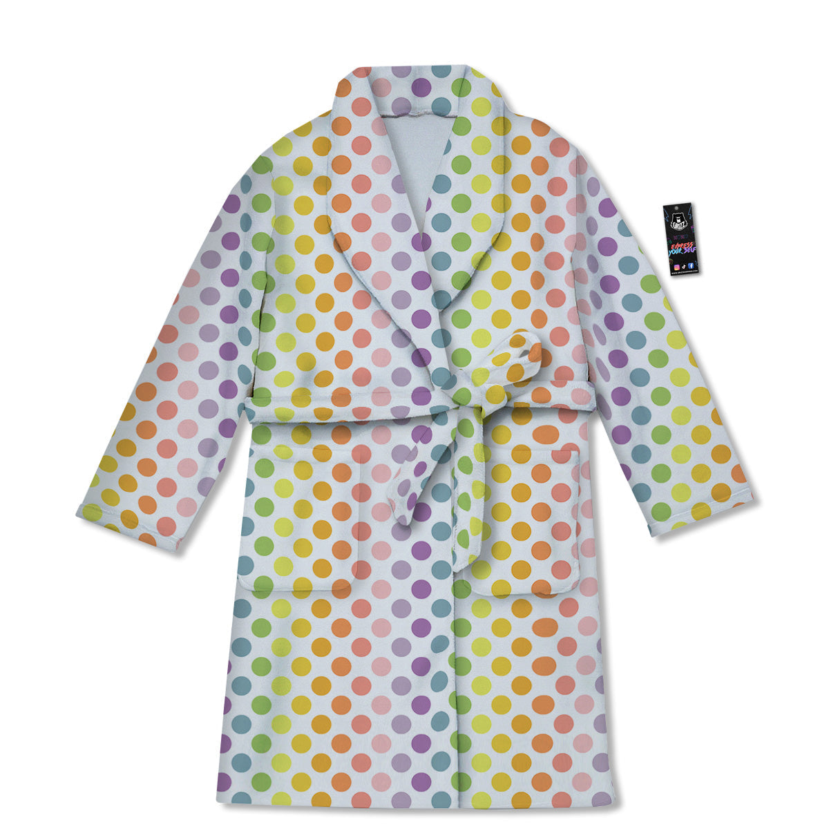 Polka Dot Colors Rainbow Print Pattern Bathrobe-grizzshop