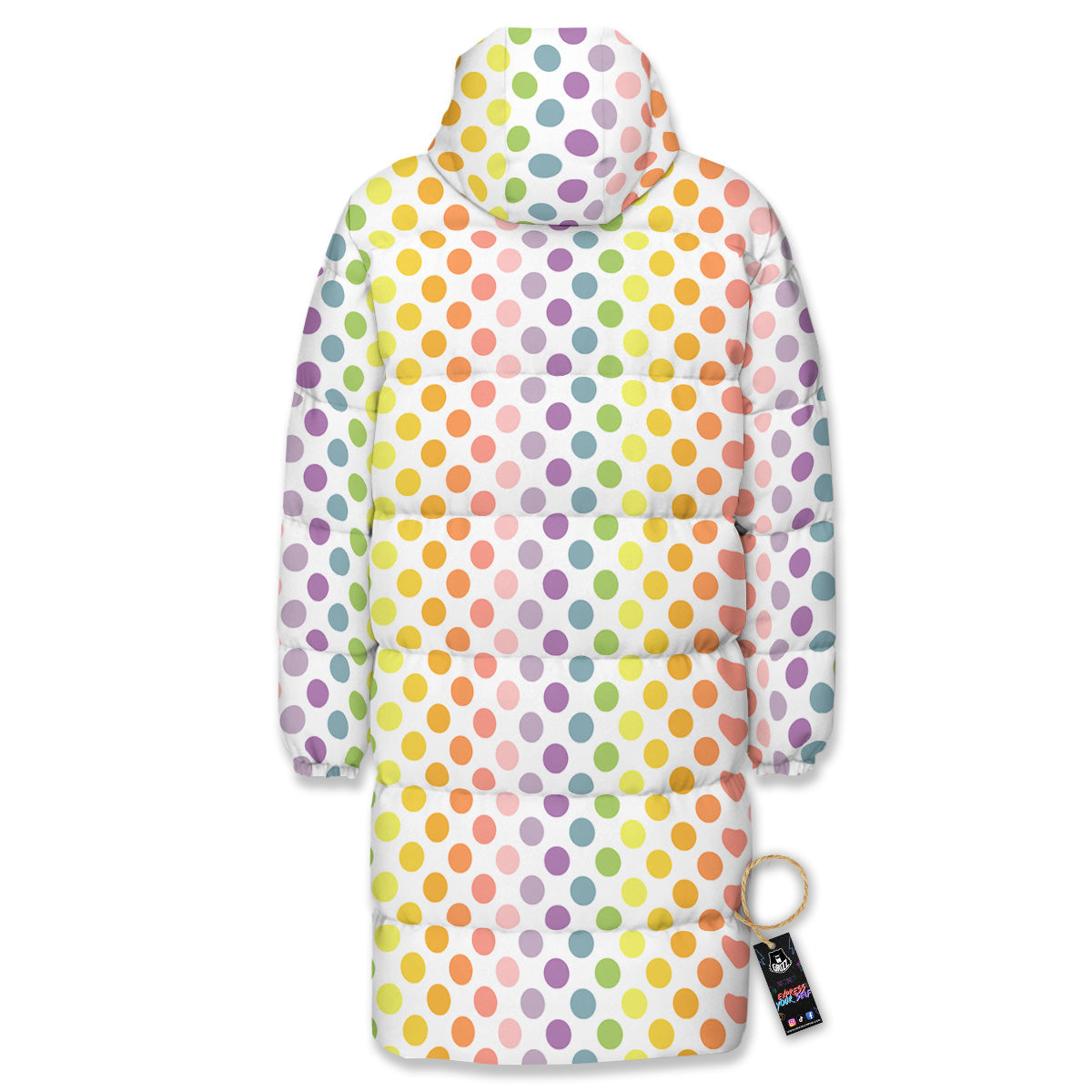 Polka Dot Colors Rainbow Print Pattern Long Down Jacket-grizzshop