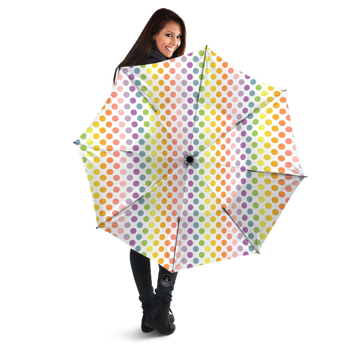 Polka Dot Colors Rainbow Print Pattern Umbrella-grizzshop