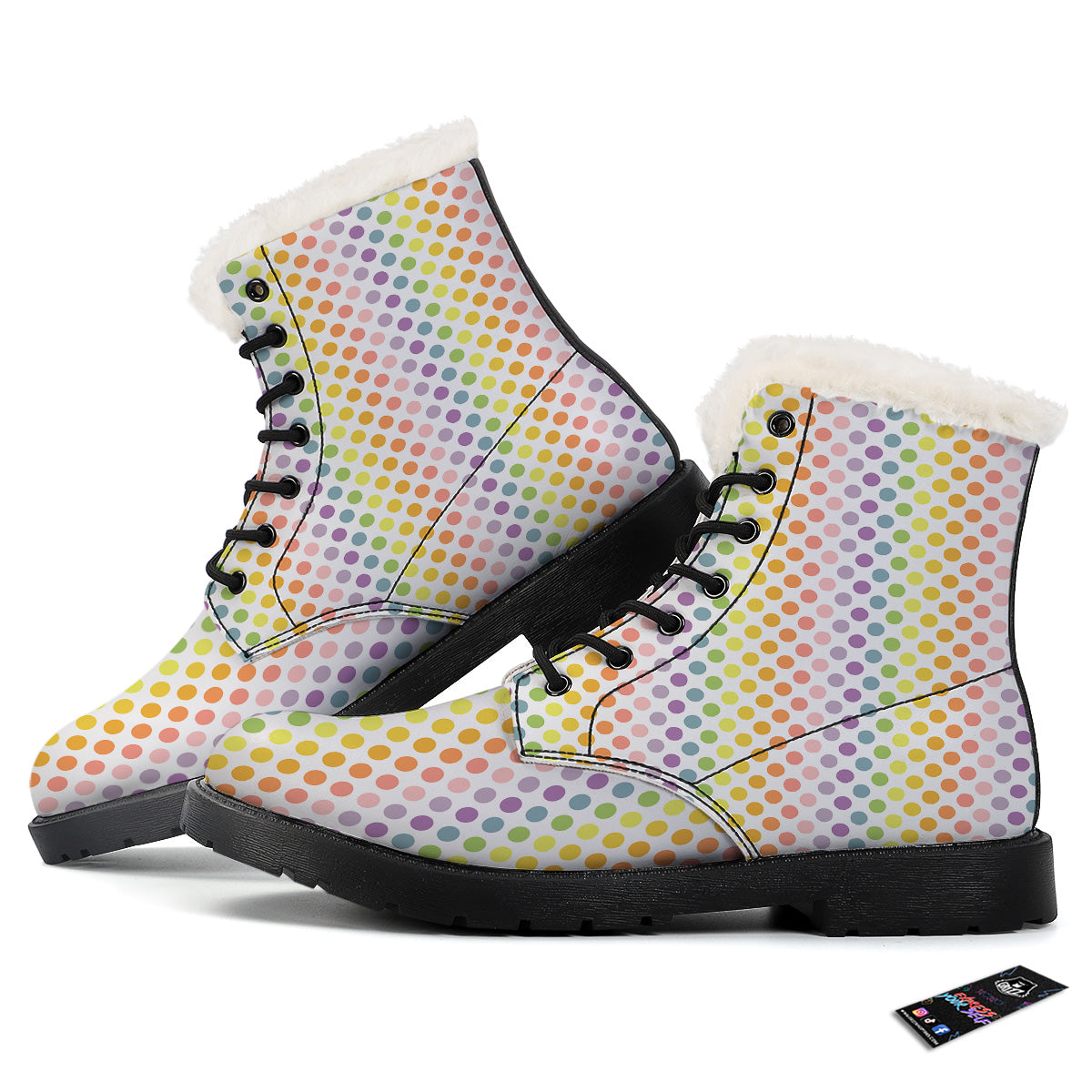 Polka Dot Colors Rainbow Print Pattern Winter Boots-grizzshop