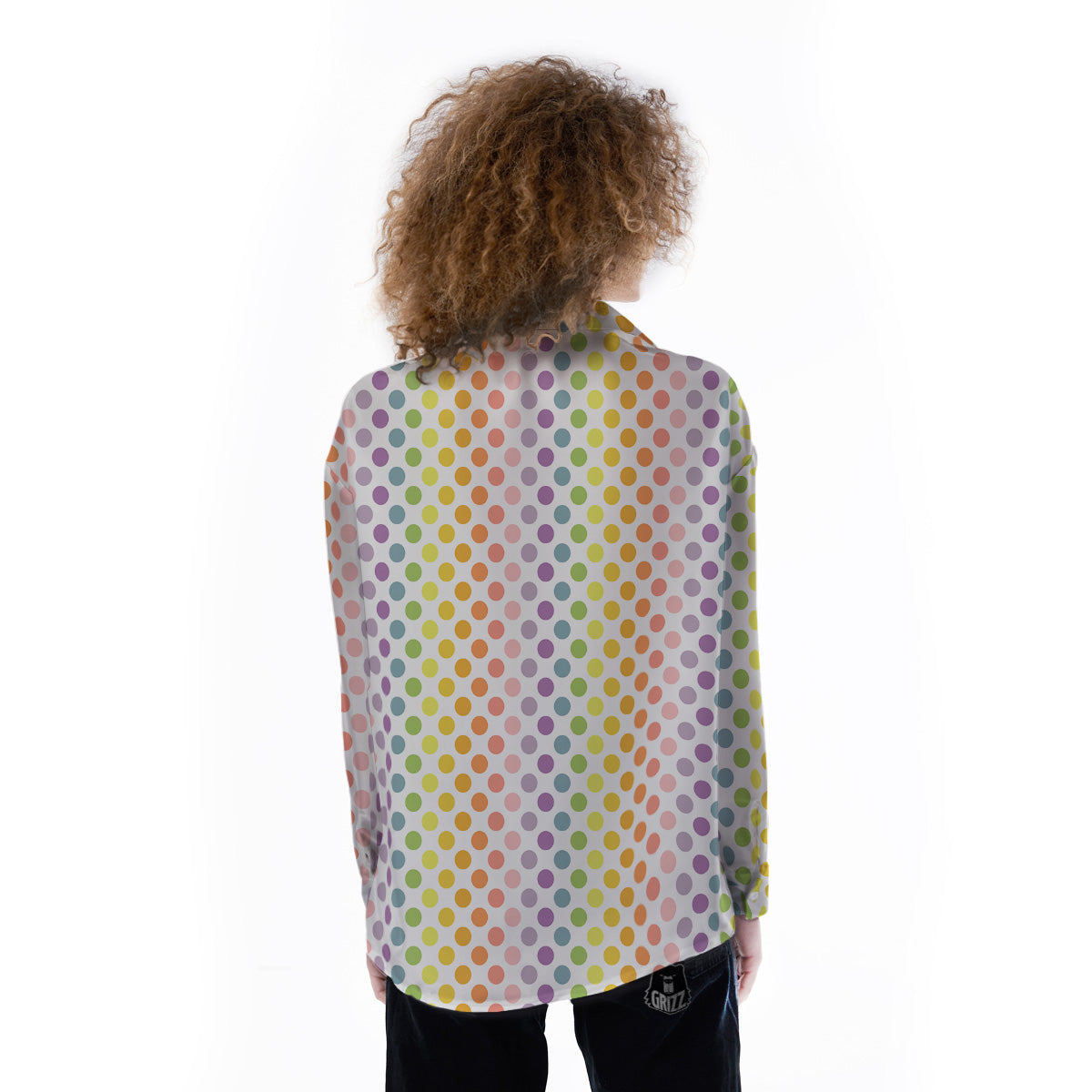 Polka Dot Colors Rainbow Print Pattern Women's Long Sleeve Shirts-grizzshop