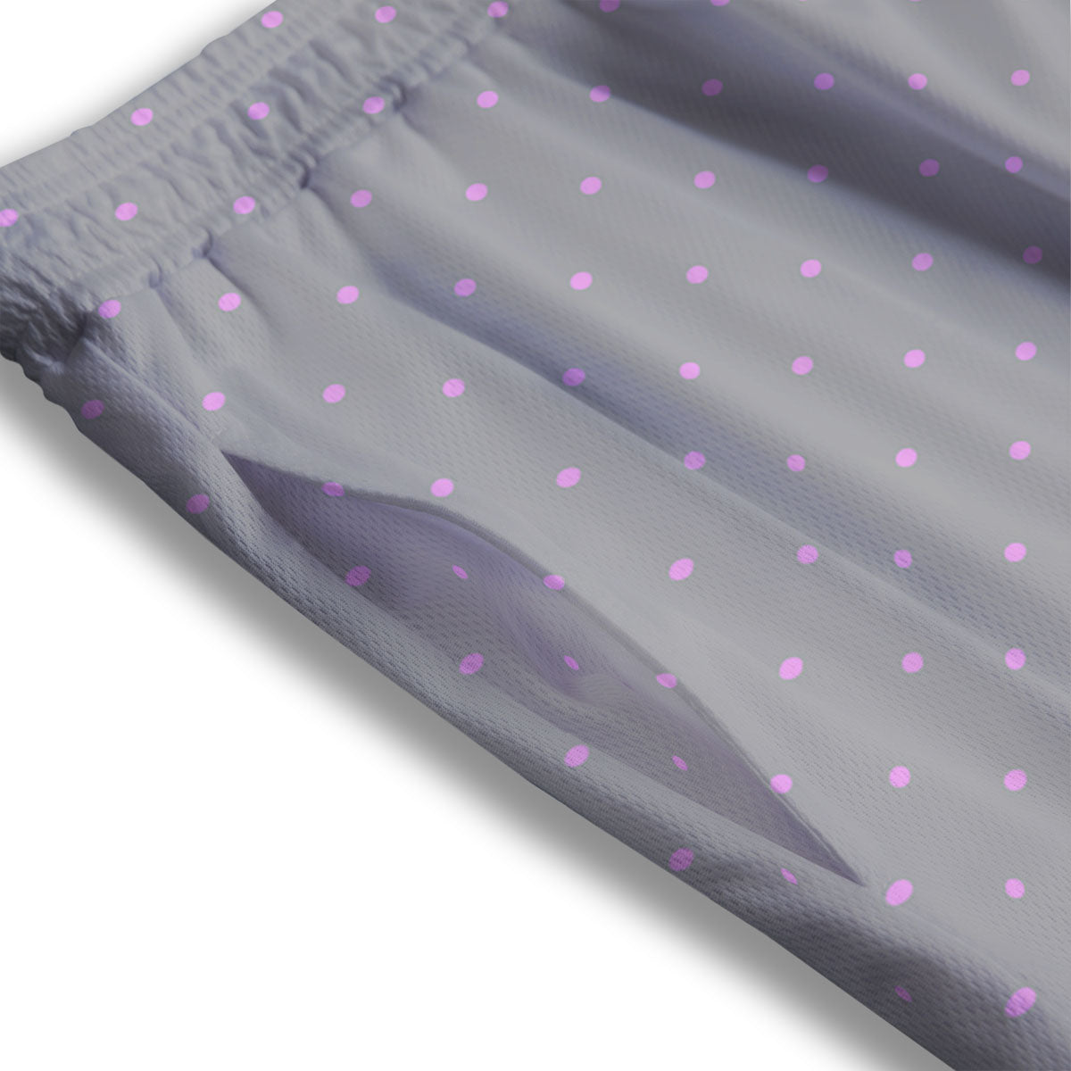 Polka Dot Grey And Pink Dot Print Pattern Mesh Shorts