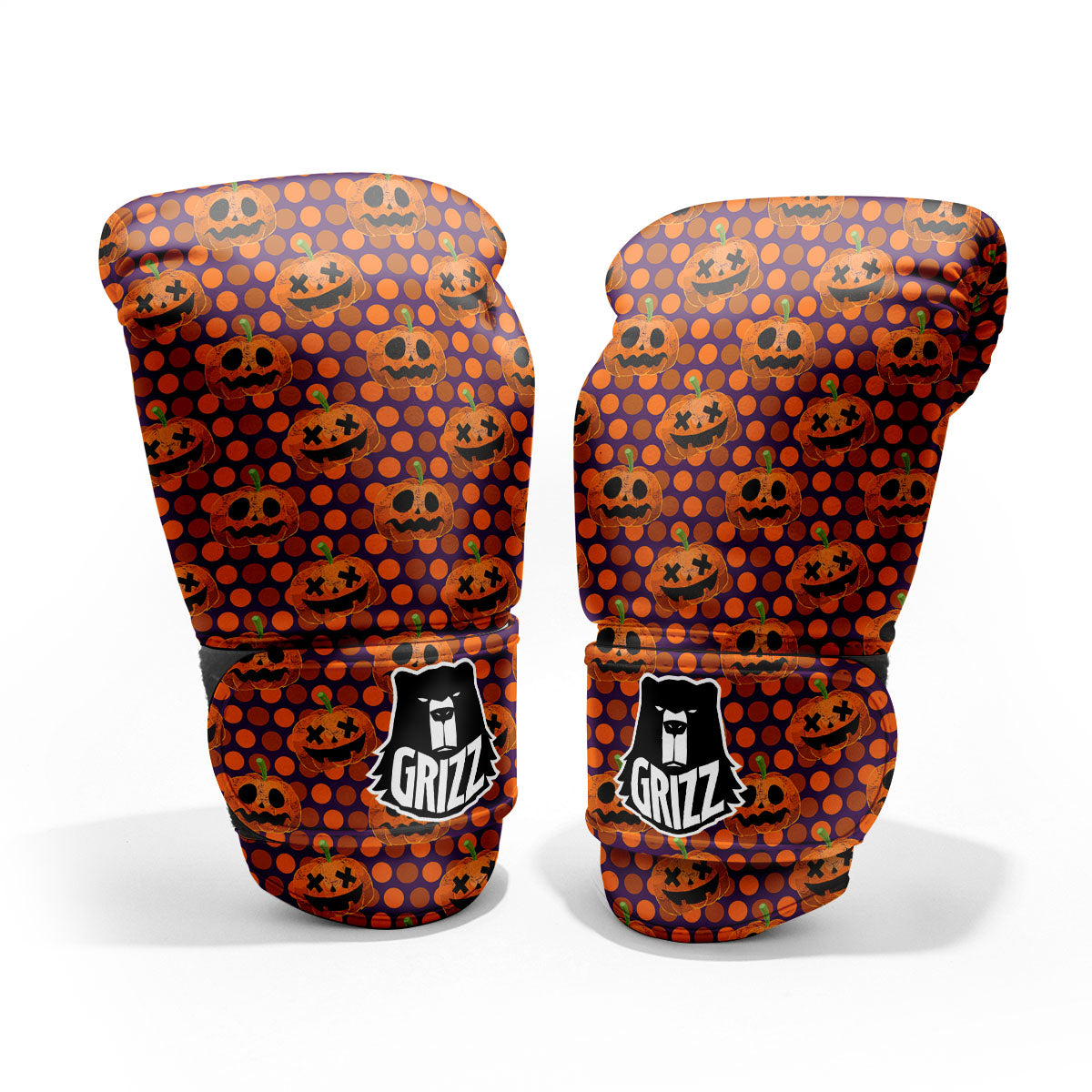 Polka Dot Halloween Pumkin Print Pattern Pro Boxing Glove