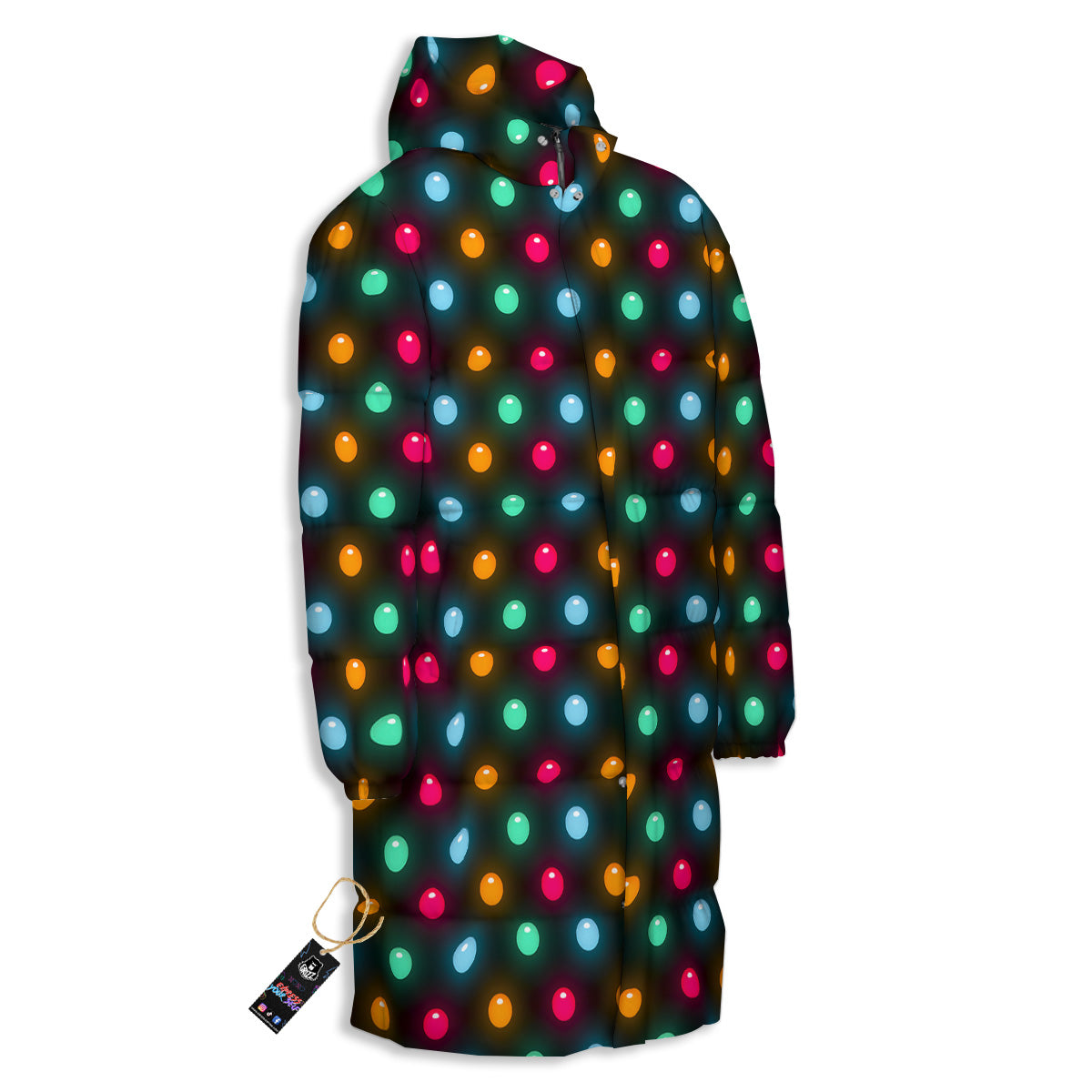 Polka Dot Light Print Long Down Jacket-grizzshop