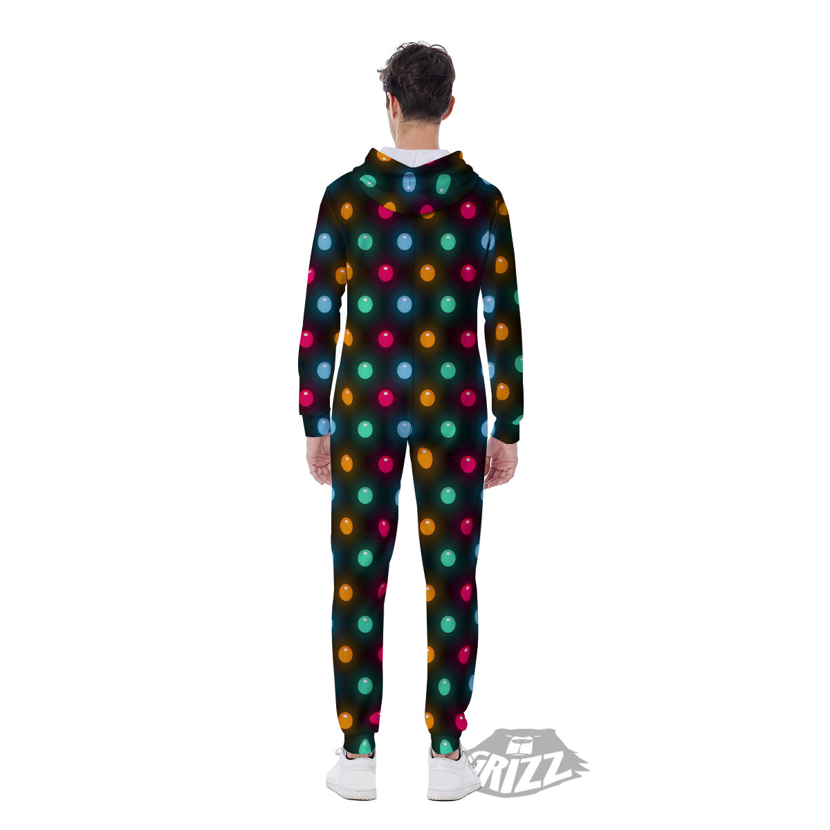 Polka Dot Light Print Men's Jumpsuit-grizzshop