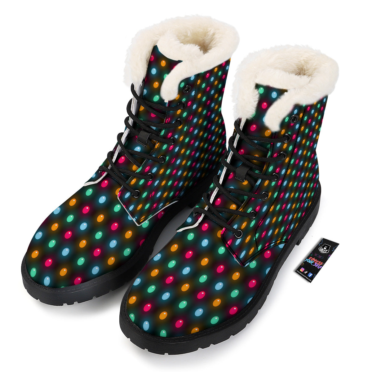 Polka Dot Light Print Winter Boots-grizzshop