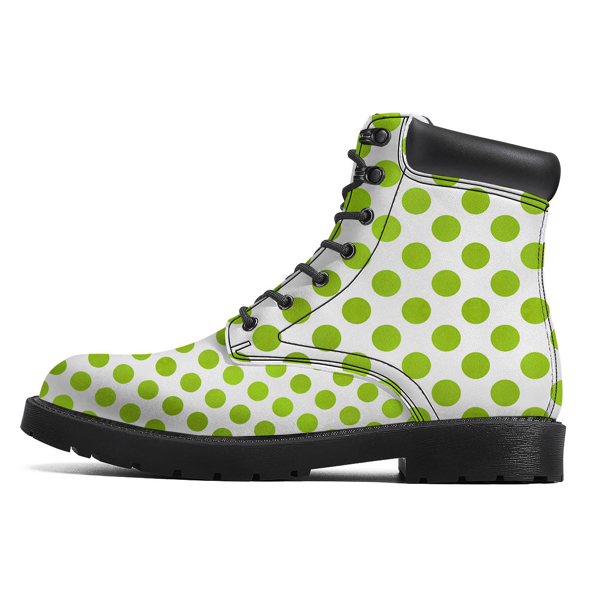 Polka Dot Lime Green And White Print Boots-grizzshop