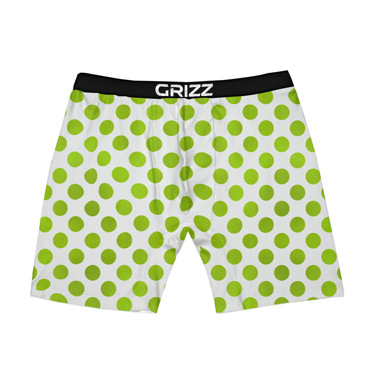 Polka Dot Lime Green And White Print Boxer Briefs-grizzshop