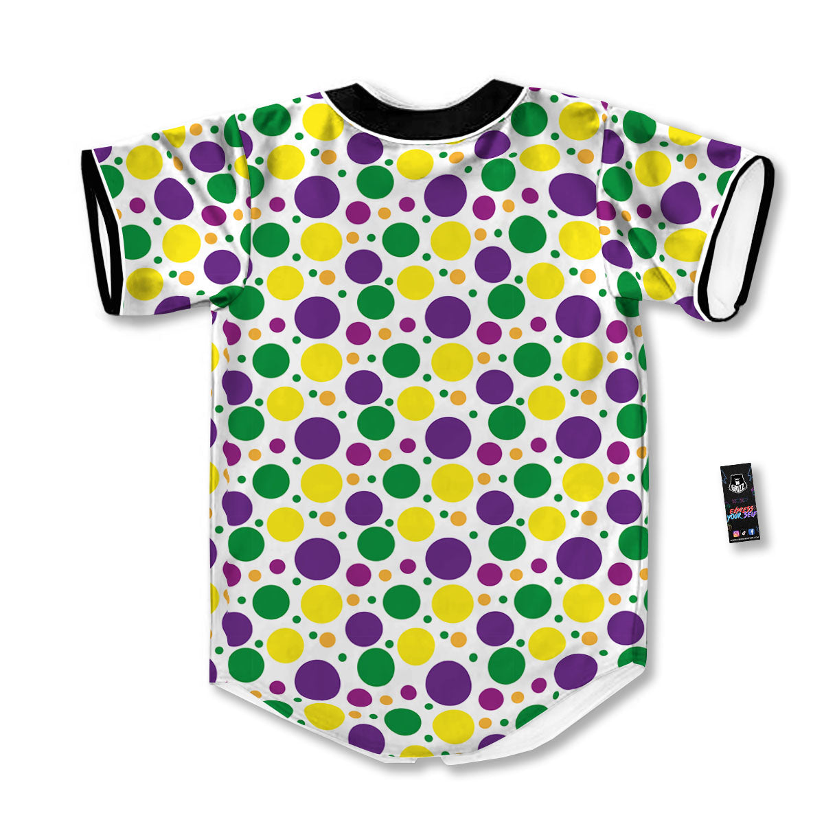 Polka Dot Mardi Gras Print Pattern Baseball Jersey-grizzshop