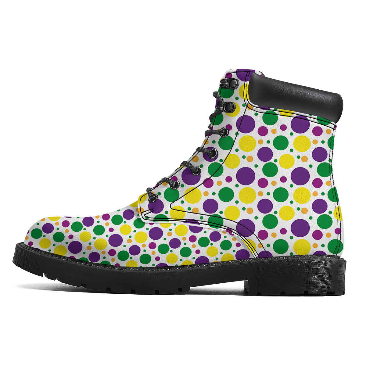 Polka Dot Mardi Gras Print Pattern Boots-grizzshop