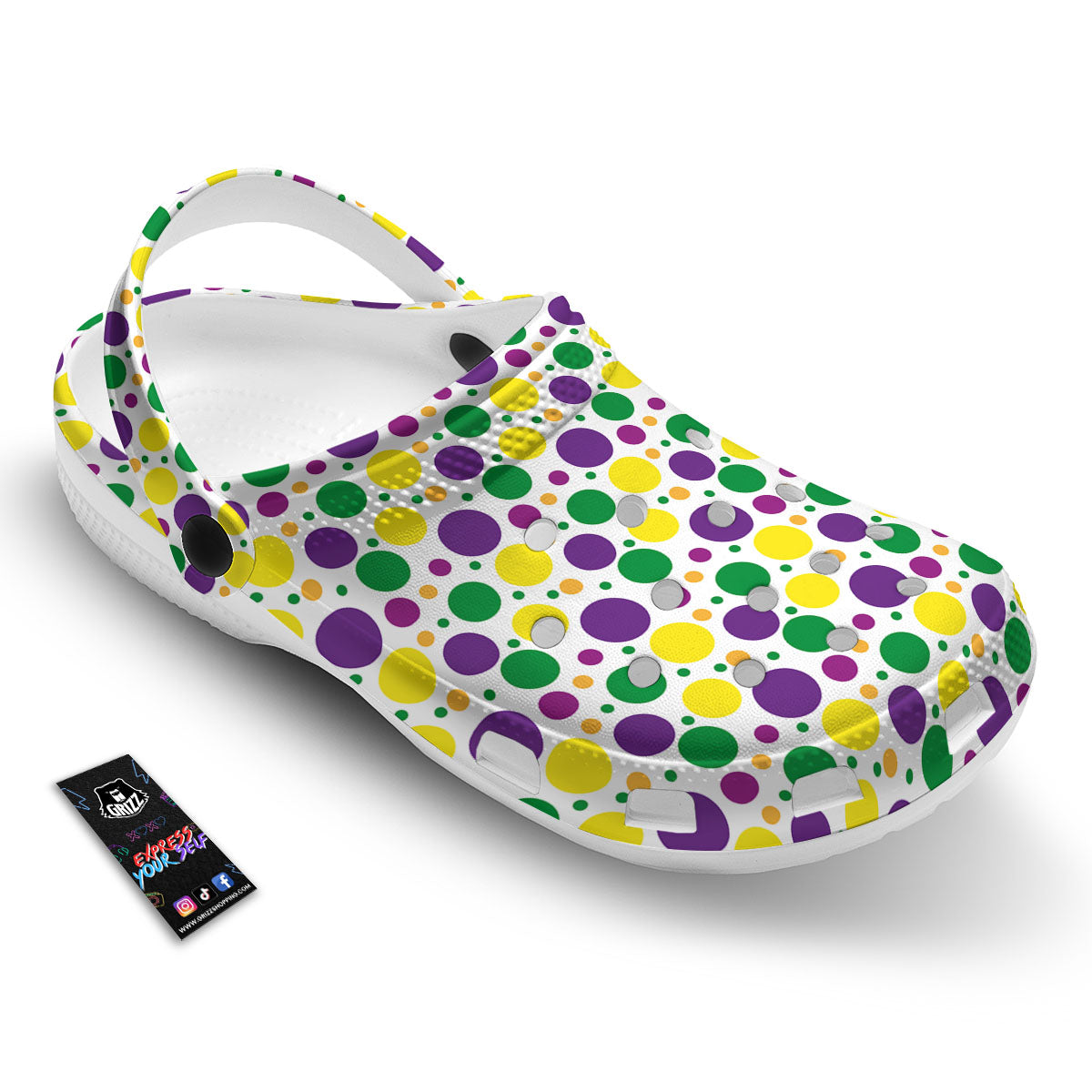 Polka Dot Mardi Gras Print Pattern Clog-grizzshop