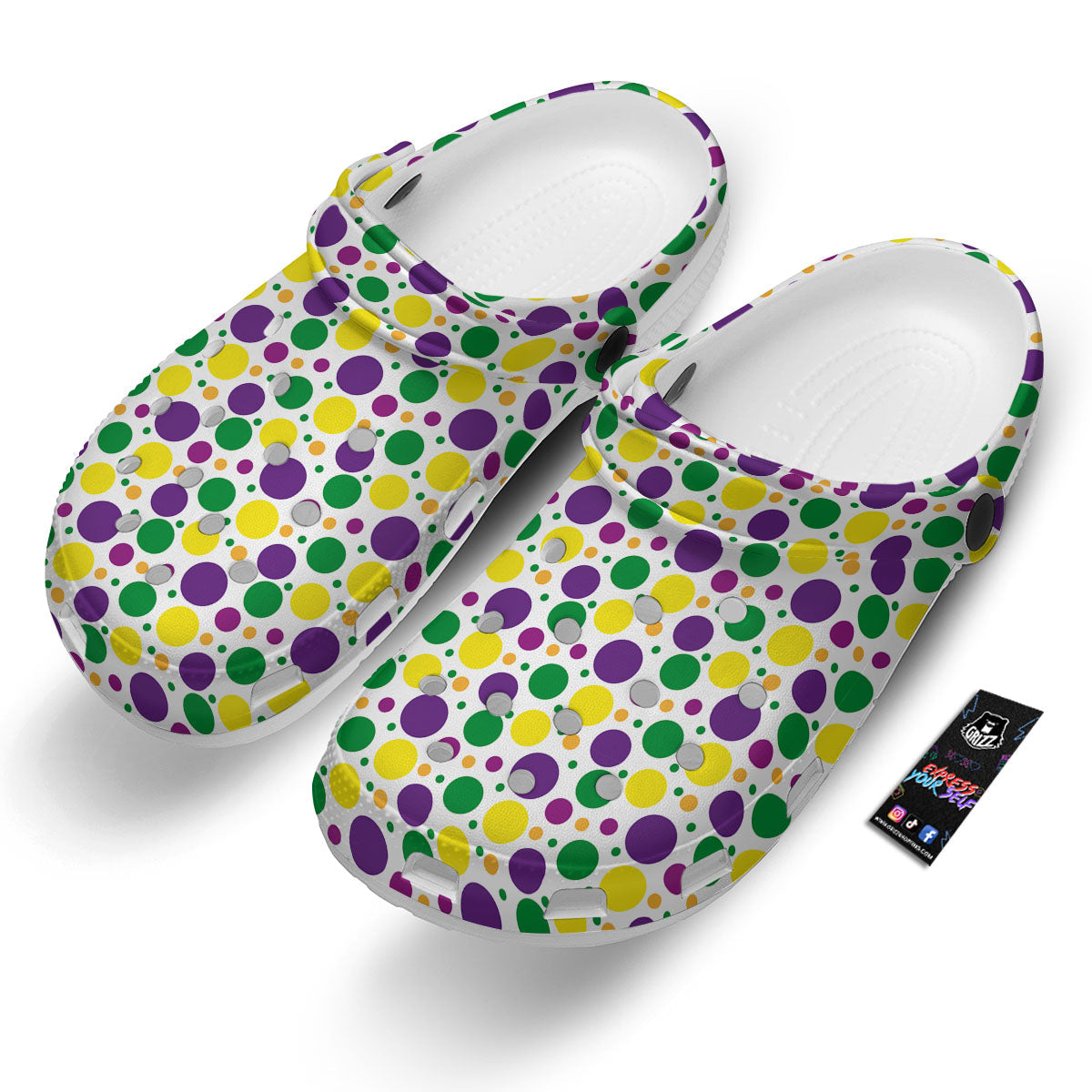 Polka Dot Mardi Gras Print Pattern Clog-grizzshop