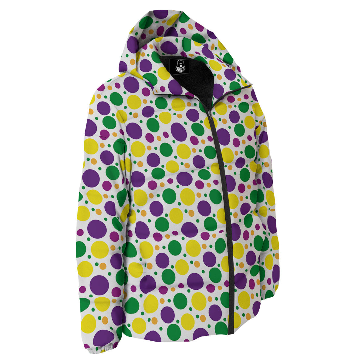 Polka Dot Mardi Gras Print Pattern Down Jacket-grizzshop
