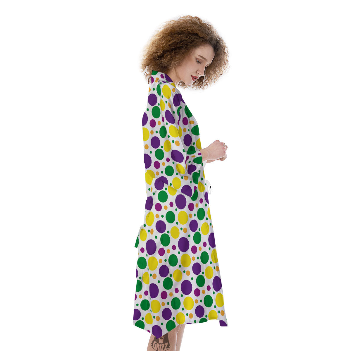 Polka Dot Mardi Gras Print Pattern Kimono-grizzshop