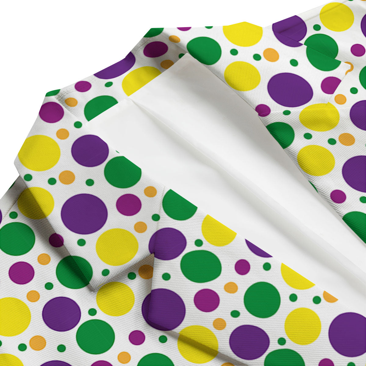 Polka Dot Mardi Gras Print Pattern Men's Blazer-grizzshop
