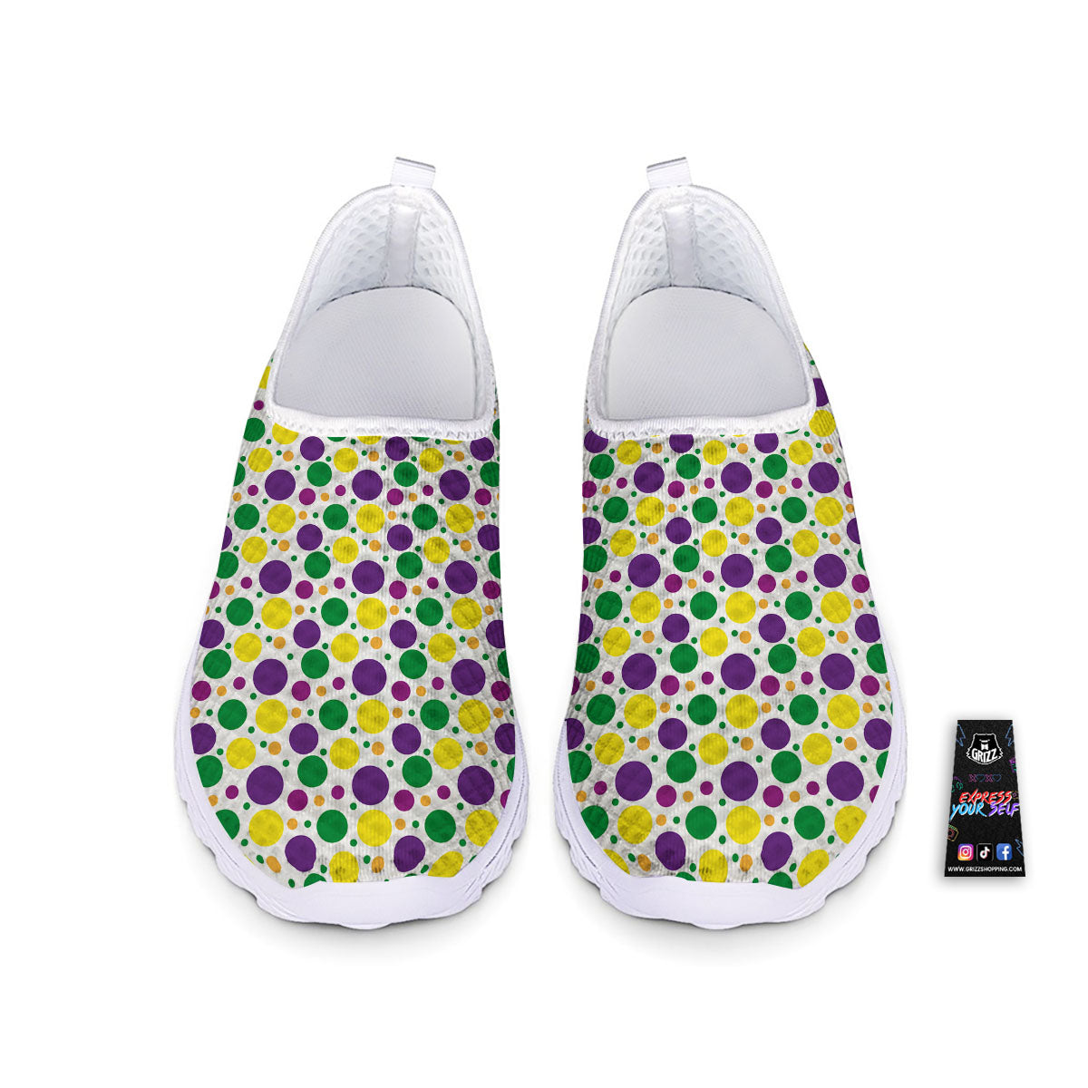 Polka Dot Mardi Gras Print Pattern Nurse Shoes-grizzshop