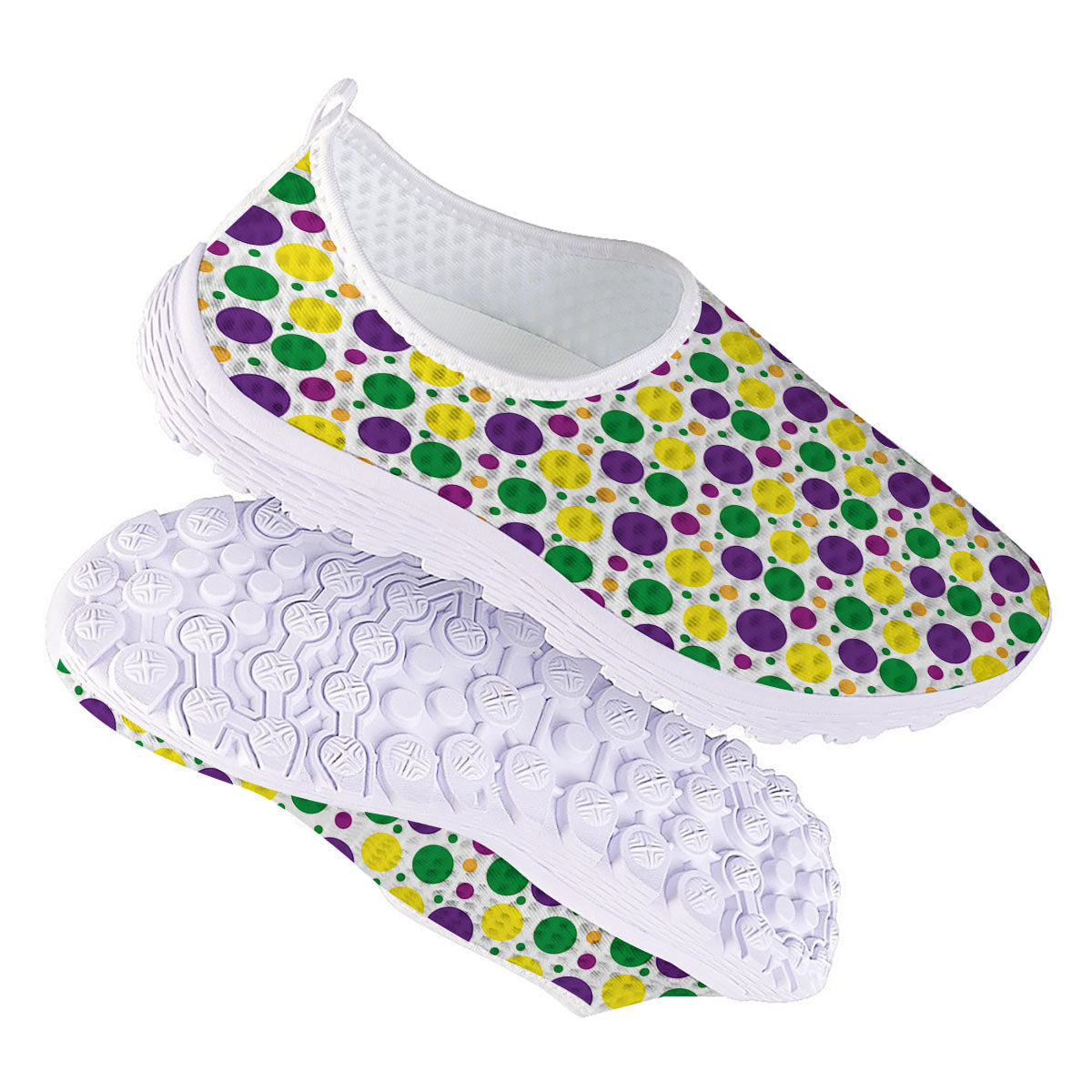Polka Dot Mardi Gras Print Pattern Nurse Shoes-grizzshop