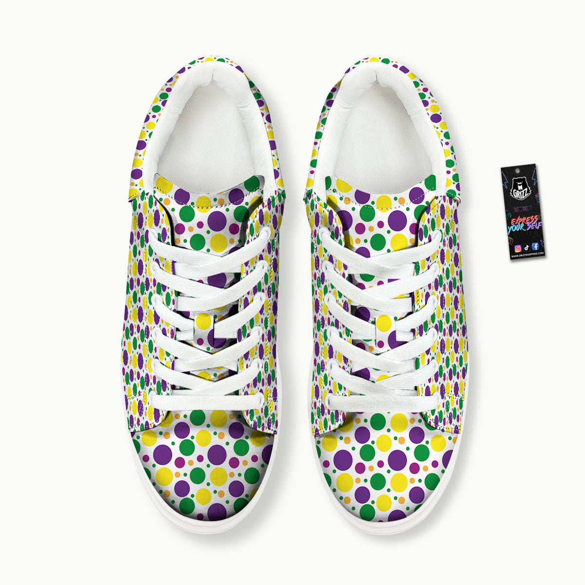 Polka Dot Mardi Gras Print Pattern Platform Shoes-grizzshop