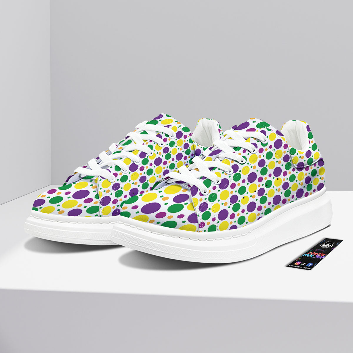 Polka Dot Mardi Gras Print Pattern Platform Shoes-grizzshop